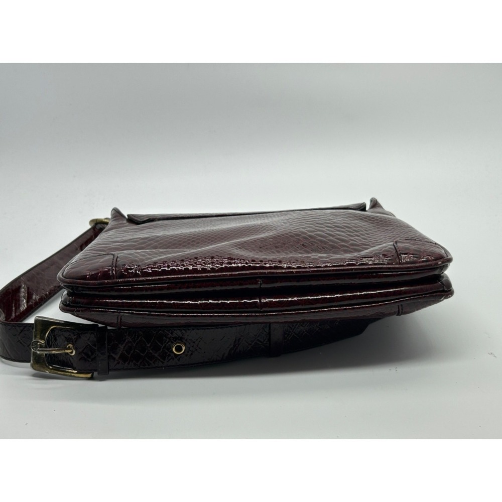 Vtg 70s Etienne AIGNER Cordovan Red Snake Embossed‎ Patent Leather Bag Handbag - Picture 8 of 12